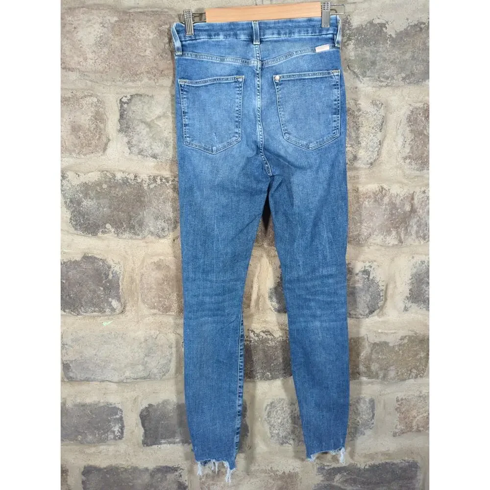 &denim Jeans Woman's Size 26 Super Skinny‎ High Waist Ankle Length Distressed